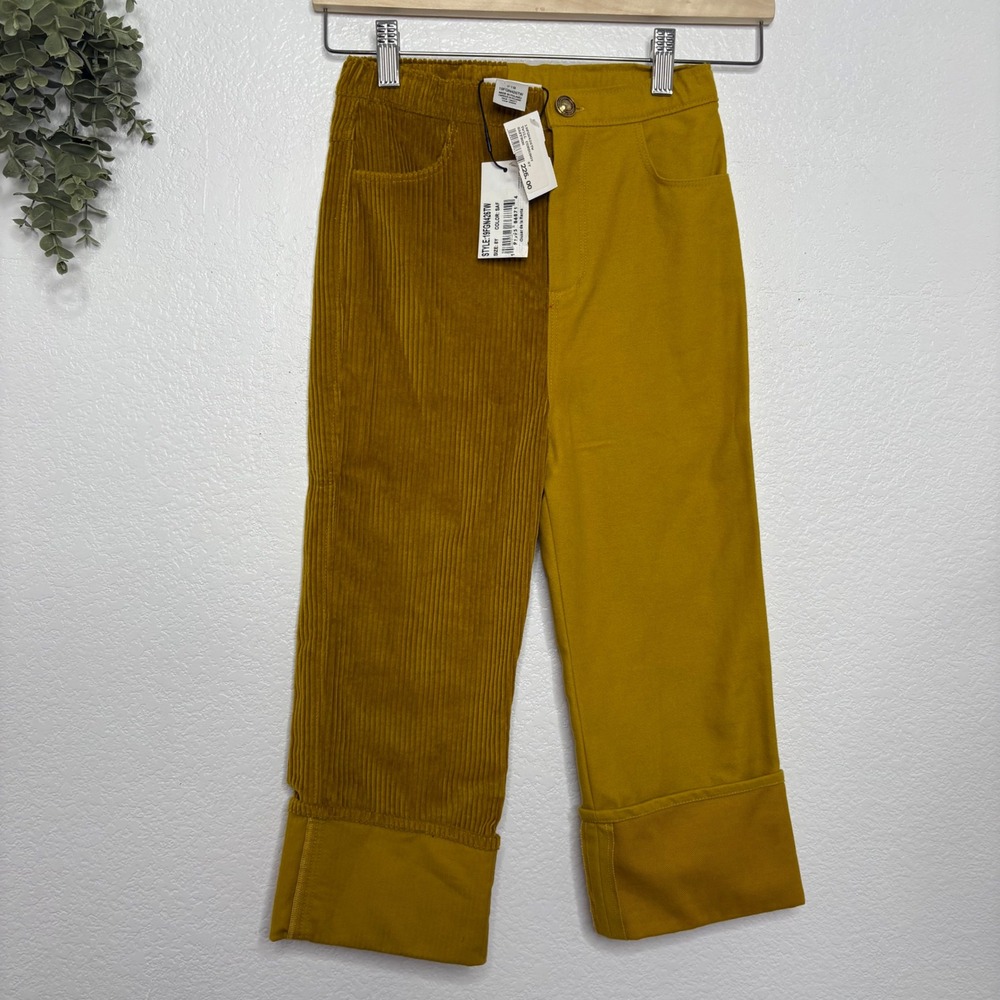 Oscar de la Renta Kids Saffron Twill Corduroy Mixed Media Pants 8Y